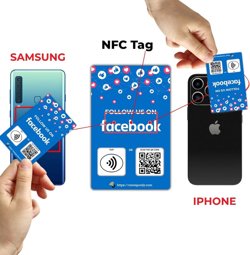 One Tap Only NFC Business Cards 1 Pack – Contactless Smart Tap & QR Code – Compatible with Facebook Review System – Reusable Feedback Tool for Restaurants, Local Businesses – Works with All Phones - Image 4